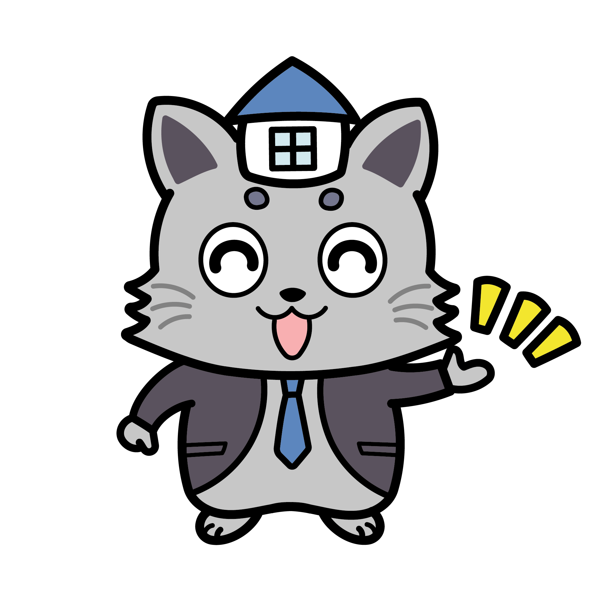 手を上げて案内するケントくん