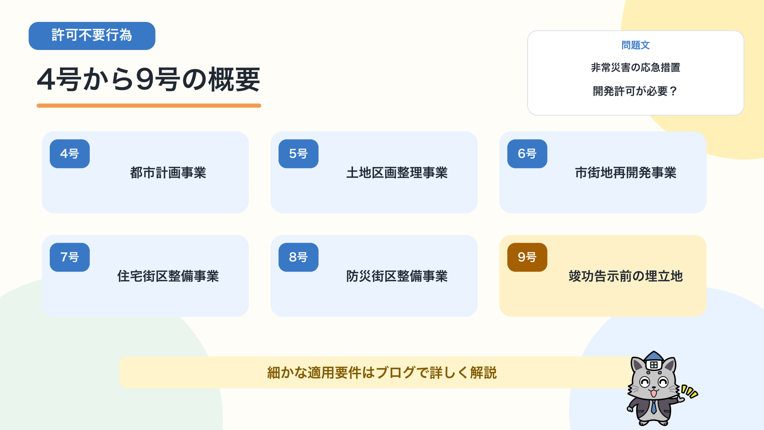 開発許可不要行為のうち都市計画事業、土地区画整理事業、市街地再開発事業などと埋立地を整理した図