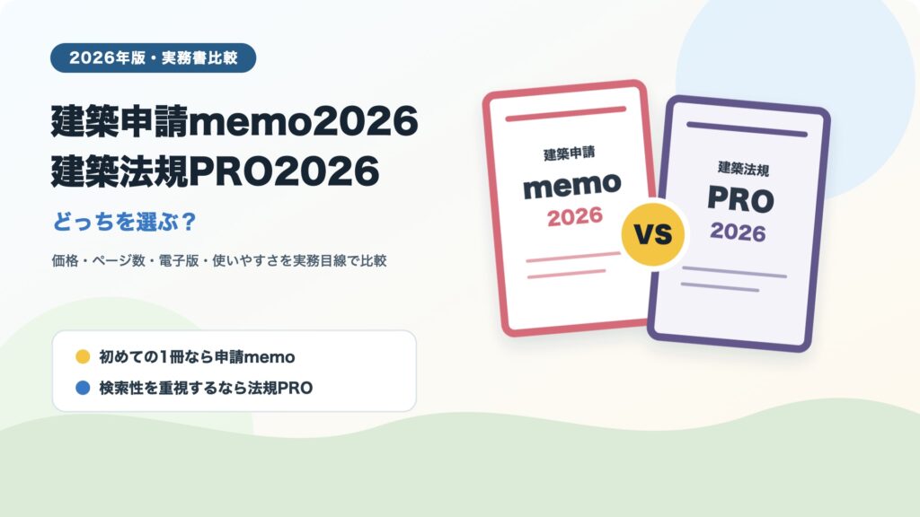 建築申請memo2026と建築法規PRO2026を実務目線で比較する記事のアイキャッチ