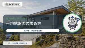 平均地盤面の求め方と建築物の高さを解説するケントくんのアイキャッチ