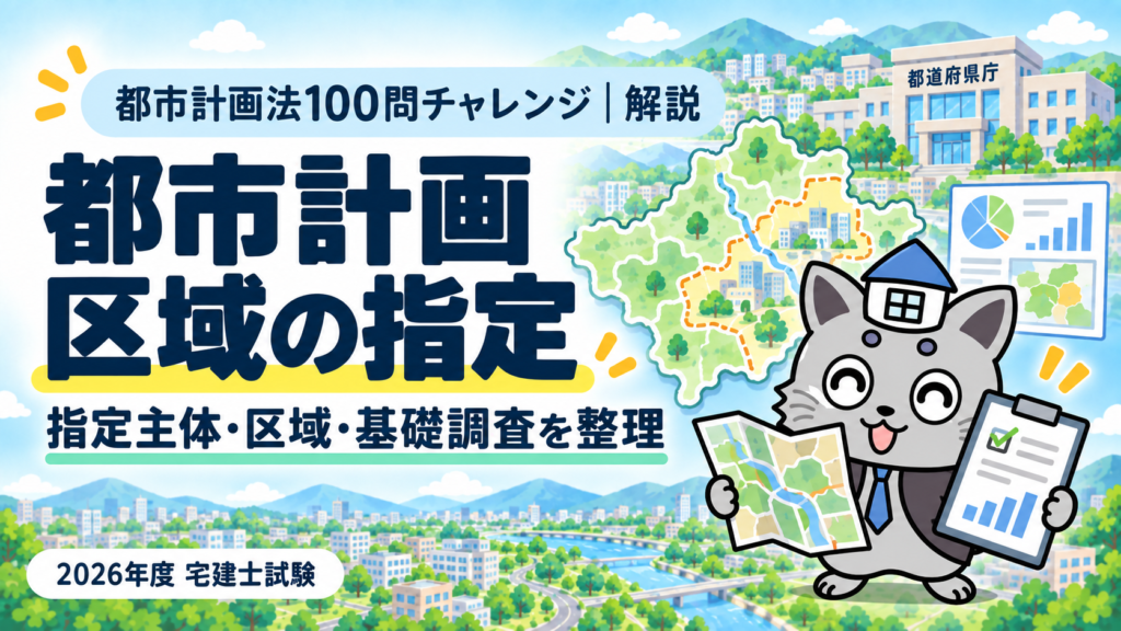 都市計画区域の指定を解説する都市計画法100問チャレンジのアイキャッチ